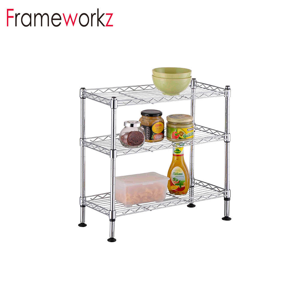 3-Shelf Shelving Unit For Your Kitchen, Office, Garage, And More 3 Tier Shelving Adjustable Chrome