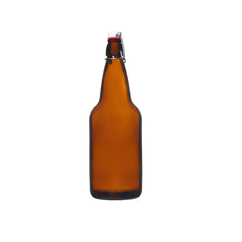 Berlin Packaging 1050ml Empty Beer Amber Bottle Wholesale Empty Packaging Glass Wine Soda Bottle With Swing Top Lid