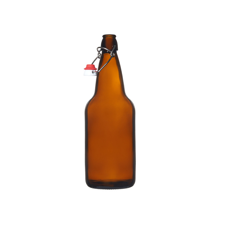 Berlin Packaging 1050ml Empty Beer Amber Bottle Wholesale Empty Packaging Glass Wine Soda Bottle With Swing Top Lid