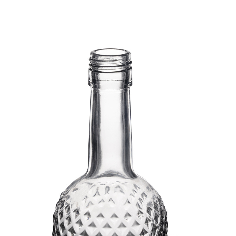 Berlin Packaging Carved Vodka Whiskey Glass Bottle 750ml 1000ml Transparent Round Tall Wine Bottle