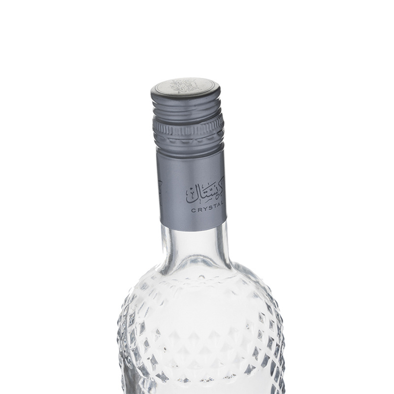 Berlin Packaging Carved Vodka Whiskey Glass Bottle 750ml 1000ml Transparent Round Tall Wine Bottle