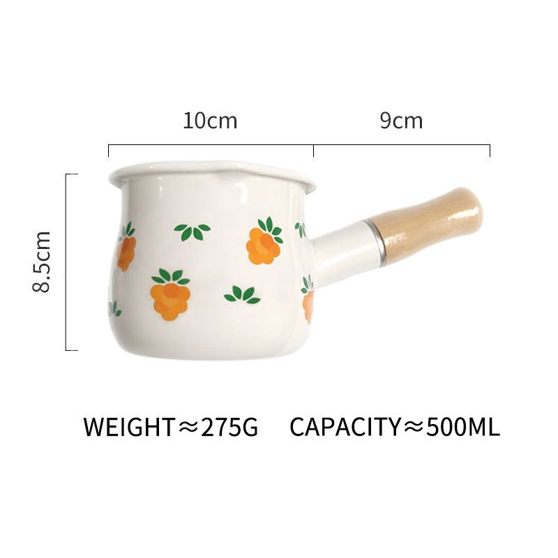 Bermin customized color logo printing mini metal steel enamel turkish coffee milk pan pot for boiling milk