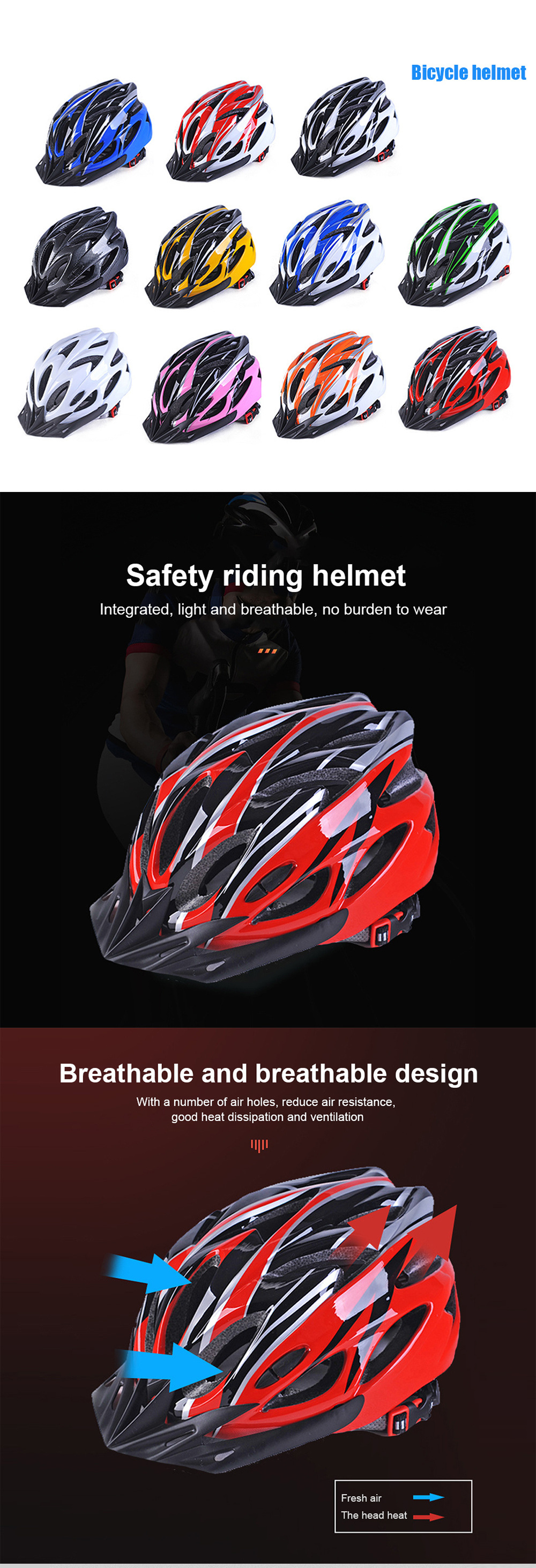 Lightweight Mountain Bicycle Helmet  Road Bike Cycle Helmet Adult Safety Bike Bicycle Riding Helmet