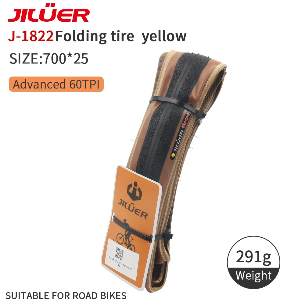 JILUER Road Bike Tire for Gravel Bike Folding Bike 700X28C 700X25C 60TPI Black and Skin Color Bicycle Tire