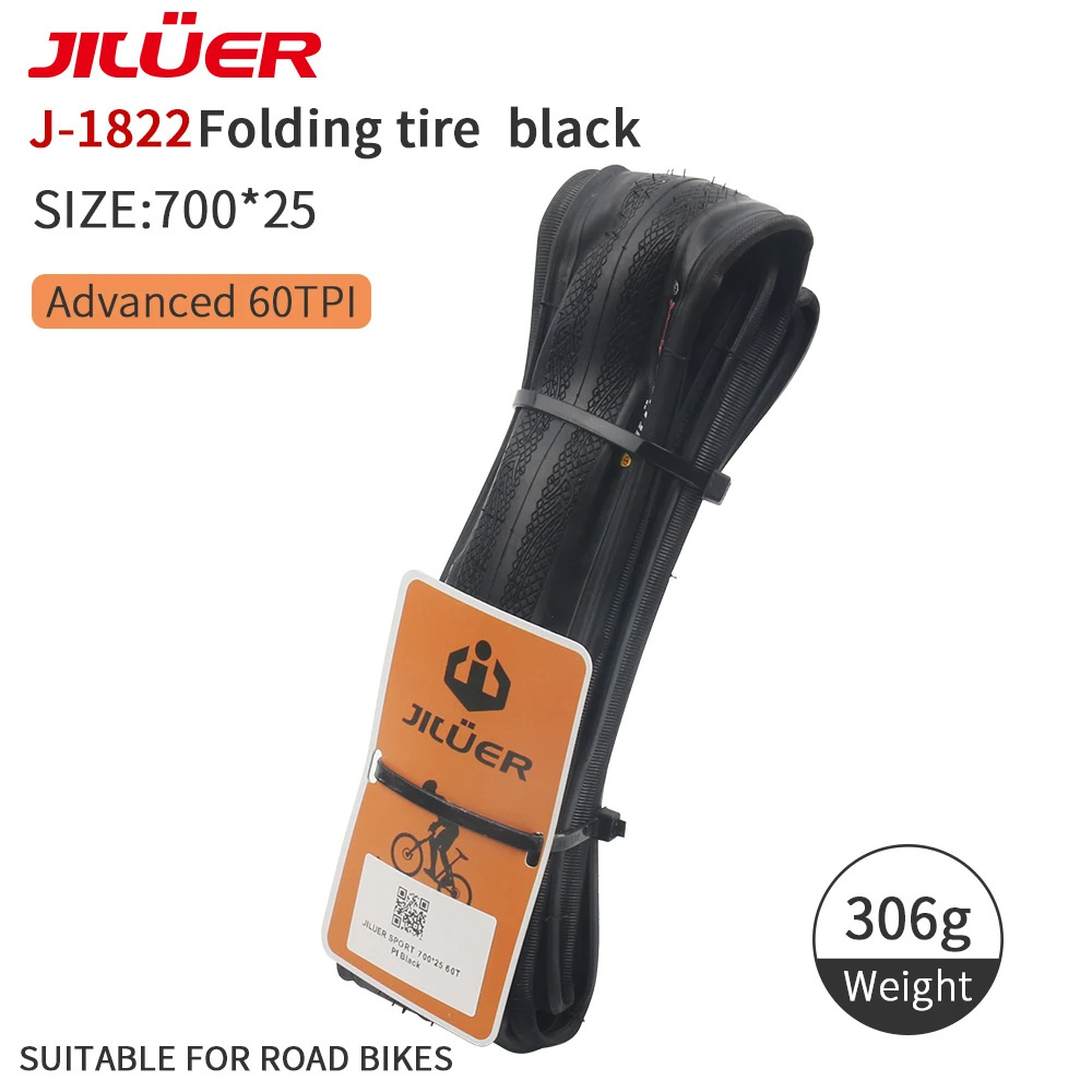 JILUER Road Bike Tire for Gravel Bike Folding Bike 700X28C 700X25C 60TPI Black and Skin Color Bicycle Tire