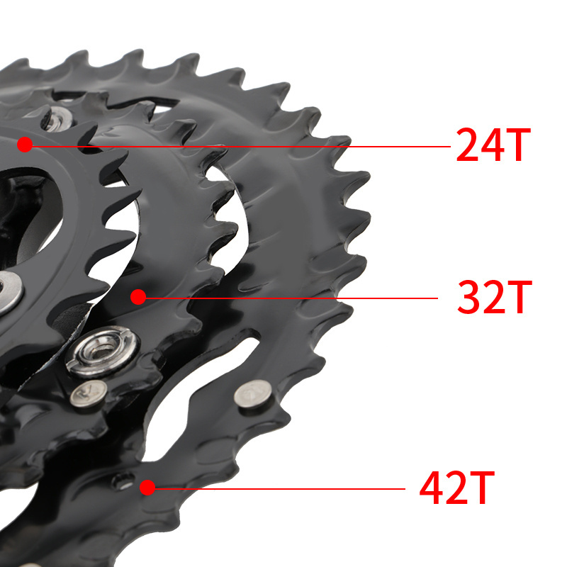 JIANKUN Mountain Bike CrankSet 170mm 9/10 Speed 24-32-42T Hollow integrated Chainwheel MTB Crank Sprocket Bicycle Parts