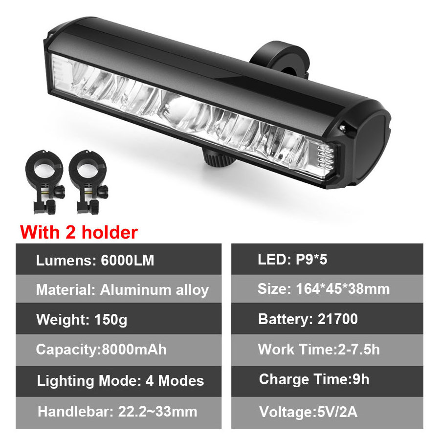 LED Bicycle Headlight 2600 Lumen MTB Cycle Rechargeable USB Handlebar Road Bike Front Lamp