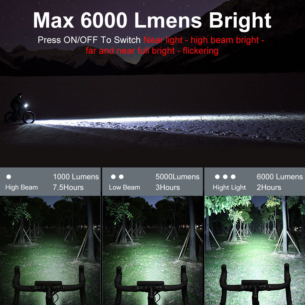 LED Bicycle Headlight 2600 Lumen MTB Cycle Rechargeable USB Handlebar Road Bike Front Lamp