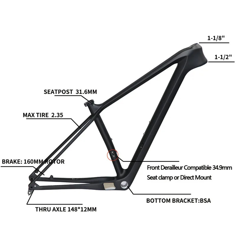 Boost 148 Compatible 27.5 Inch Repainted XC Off-Road Frame 29 Inch Carbon Fiber Mountain Bike Frame