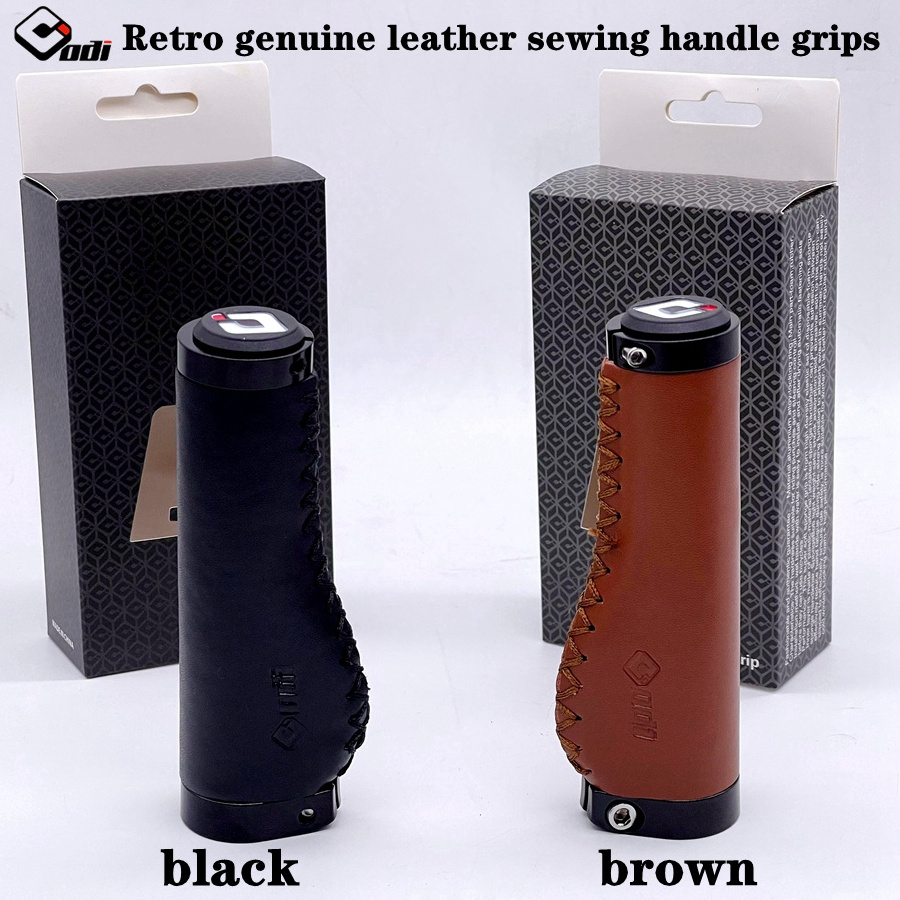 Odi Fiber genuin Leather Bike Grip Bicycle Handlebar Cover Scooter Retro Hand sewing Grips MTB Road Bike Grip