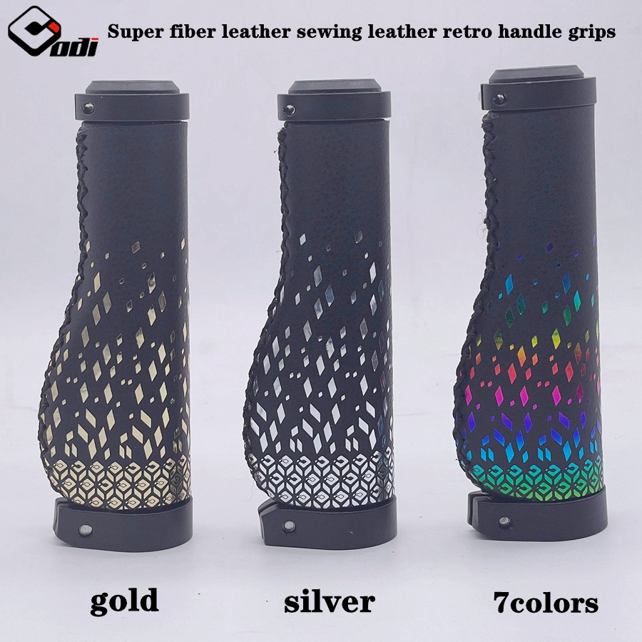 Odi Fiber genuin Leather Bike Grip Bicycle Handlebar Cover Scooter Retro Hand sewing Grips MTB Road Bike Grip