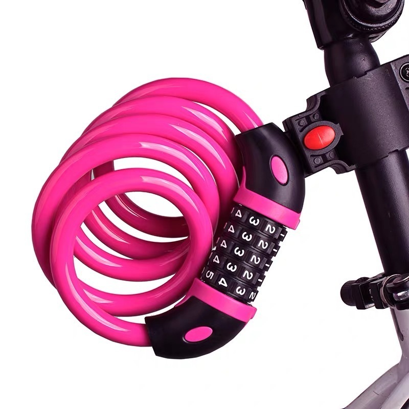 Keyless Silicone Bike Security Lock Combination Chain Bicycle Cable Padlock 4 Digit Locks