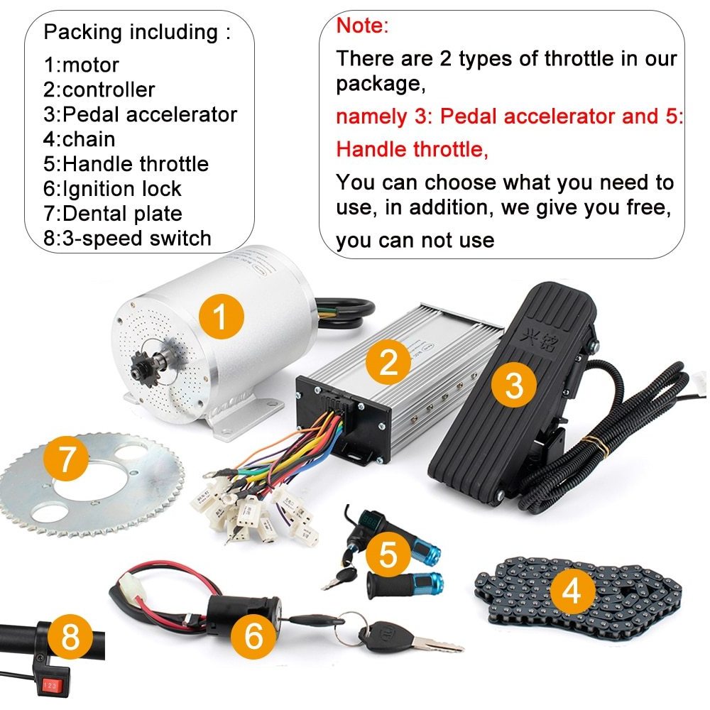 50A 72V 3000w Brushless Motor Controller 2000W 33A Twist Throttle Power Ignition Lock Motor Kit Go Kart Motor Kit