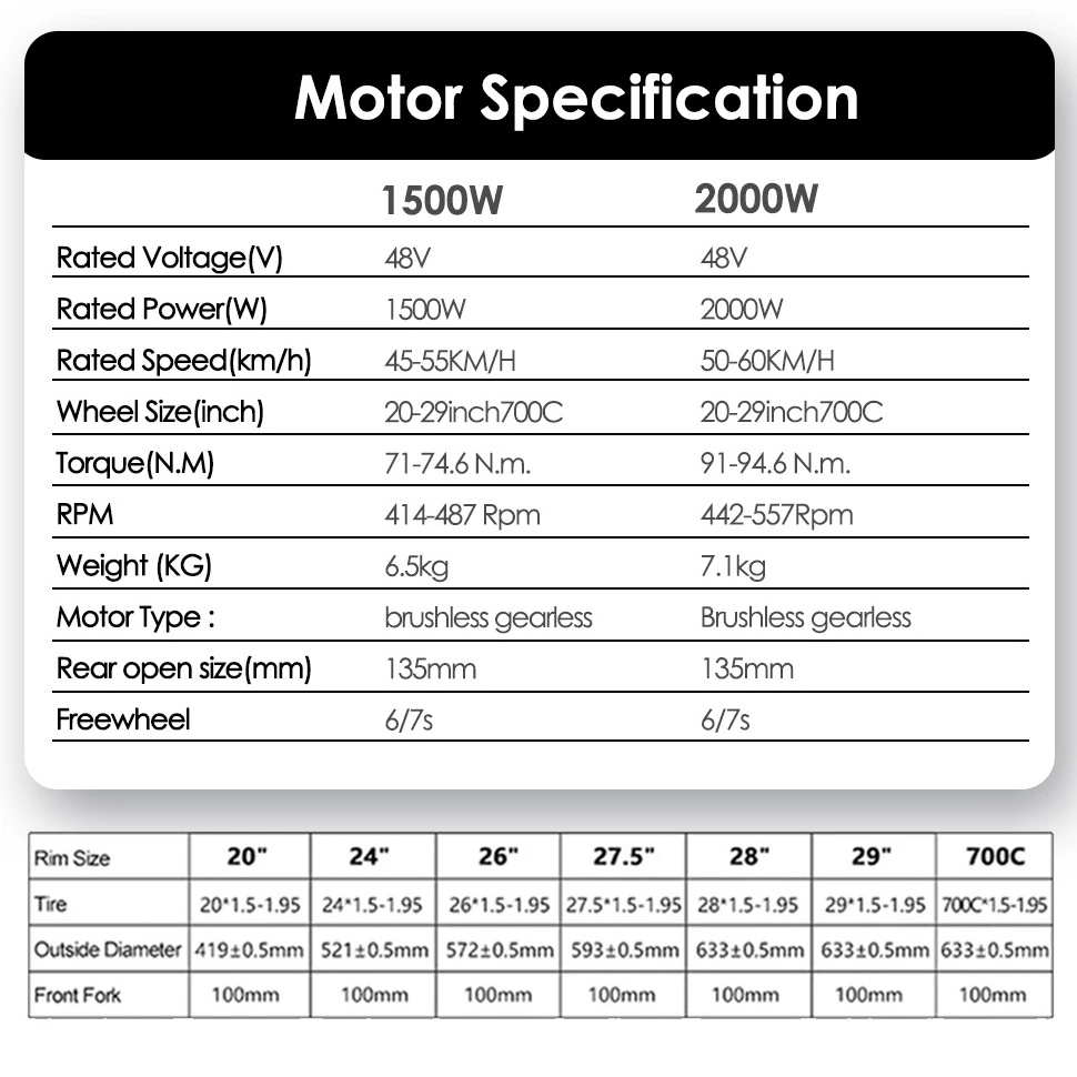 48v 1000w 1500w 2000w 3000w 5000w 8000w Electric Bike Kits Ebike Kits e Bike