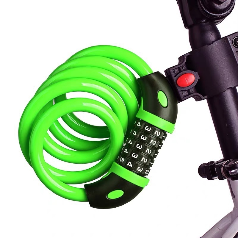 Keyless Silicone Bike Security Lock Combination Chain Bicycle Cable Padlock 4 Digit Locks