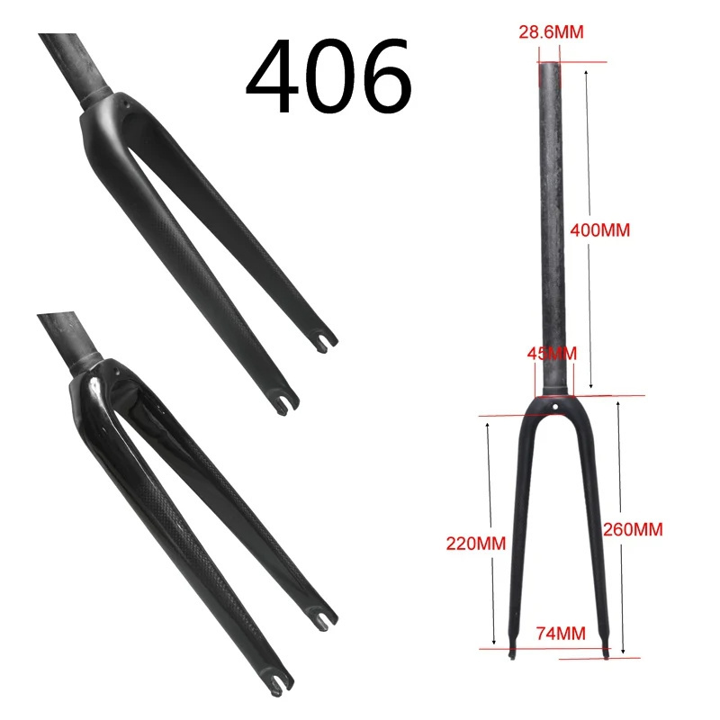 16 Inch 1-1 / 8'' Full 3k Carbon Fiber Folding Bicycle Fork 406 Disc C Brake BMX Bike Forks 28.60mm OLD74MM