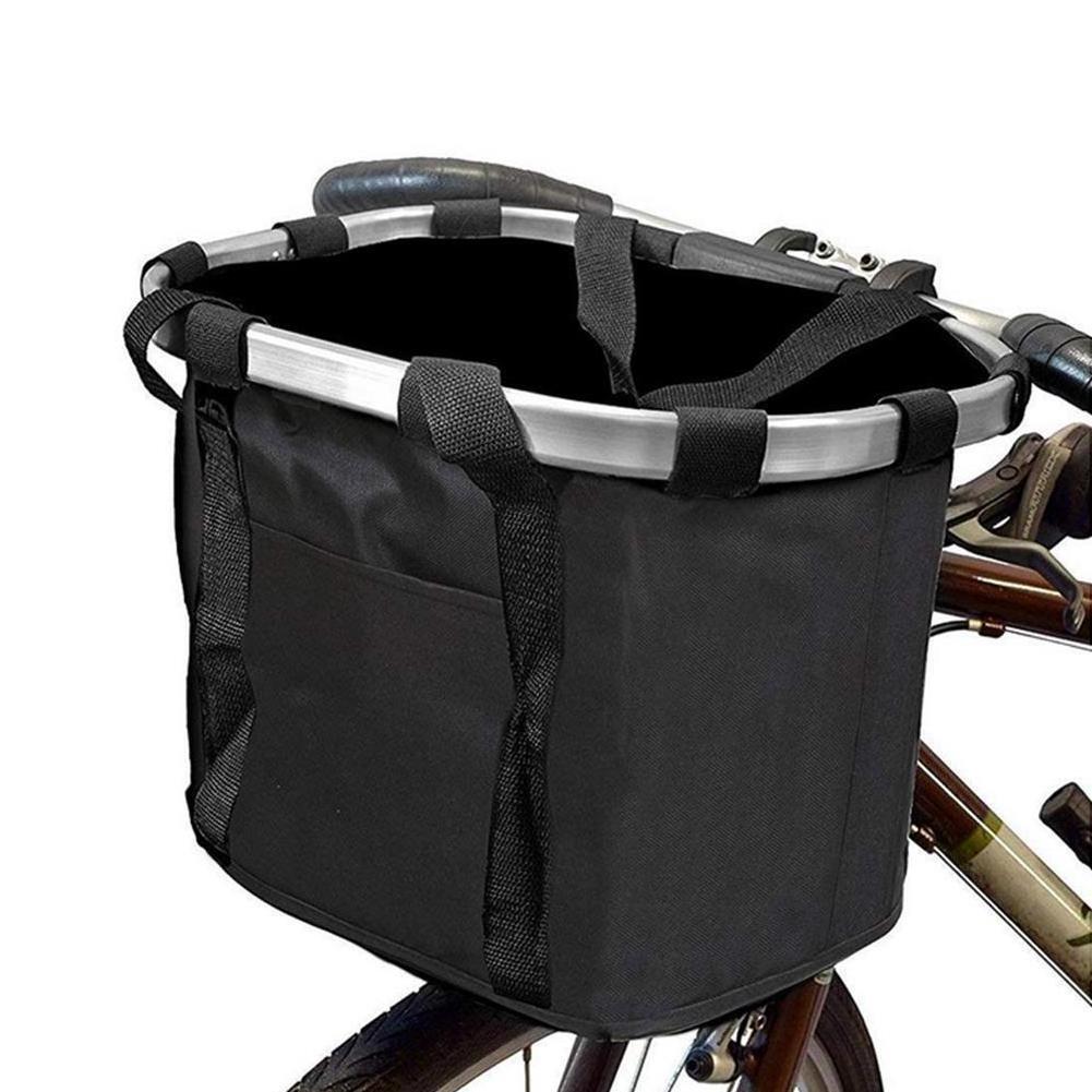 Bicycle Front Basket Bike Pet Carrier Pouch Bike Handlebar Tube Hanging Basket Detachable Fold Oxford Cloth Baggage Bag