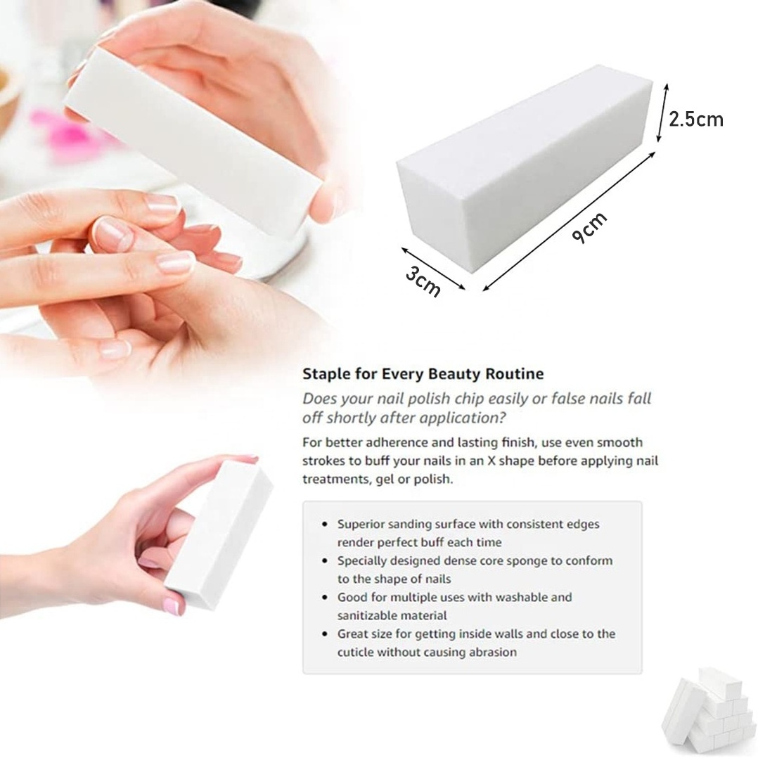 Professional High Quality White Buffer Block 3 Way Nail Buffer Manicure Pedicure White Nail Buffer