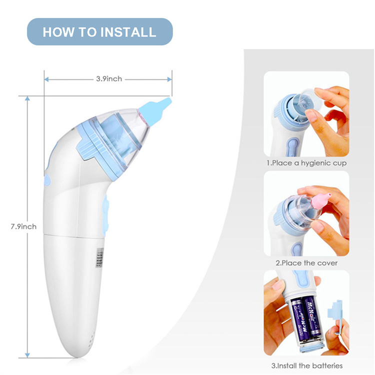 Safe Electric Baby Vacuum Nasal Aspirator Nose Cleaner with 3 Suction Power Levels