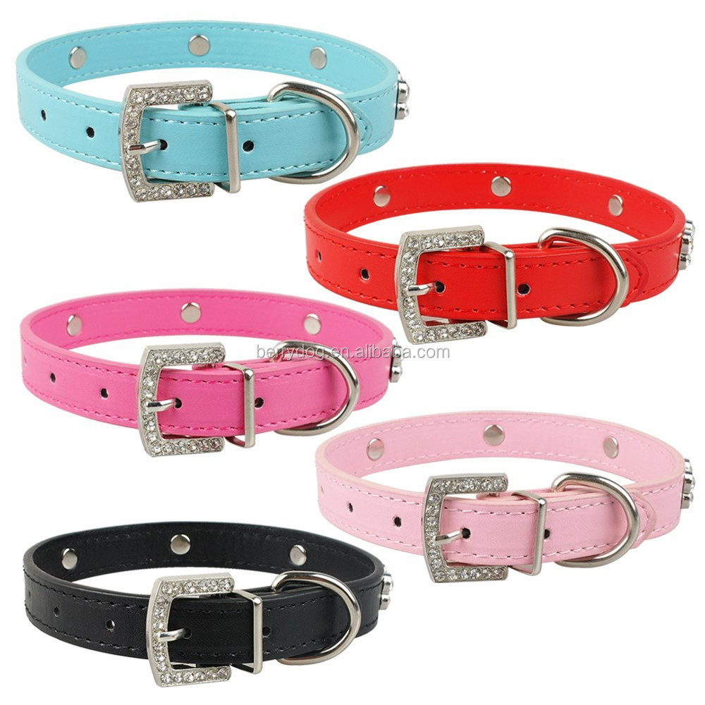 Beirui Factory wholesale Pet Products Leather Dog Collar With Crystal Bone Sharp Charms