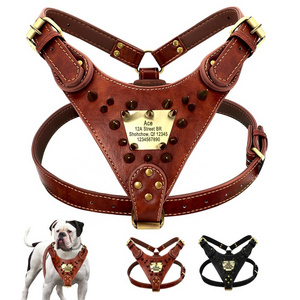 Berry New Arrival Strong Durable Personalized Genuine Leather Pet Dog Harness