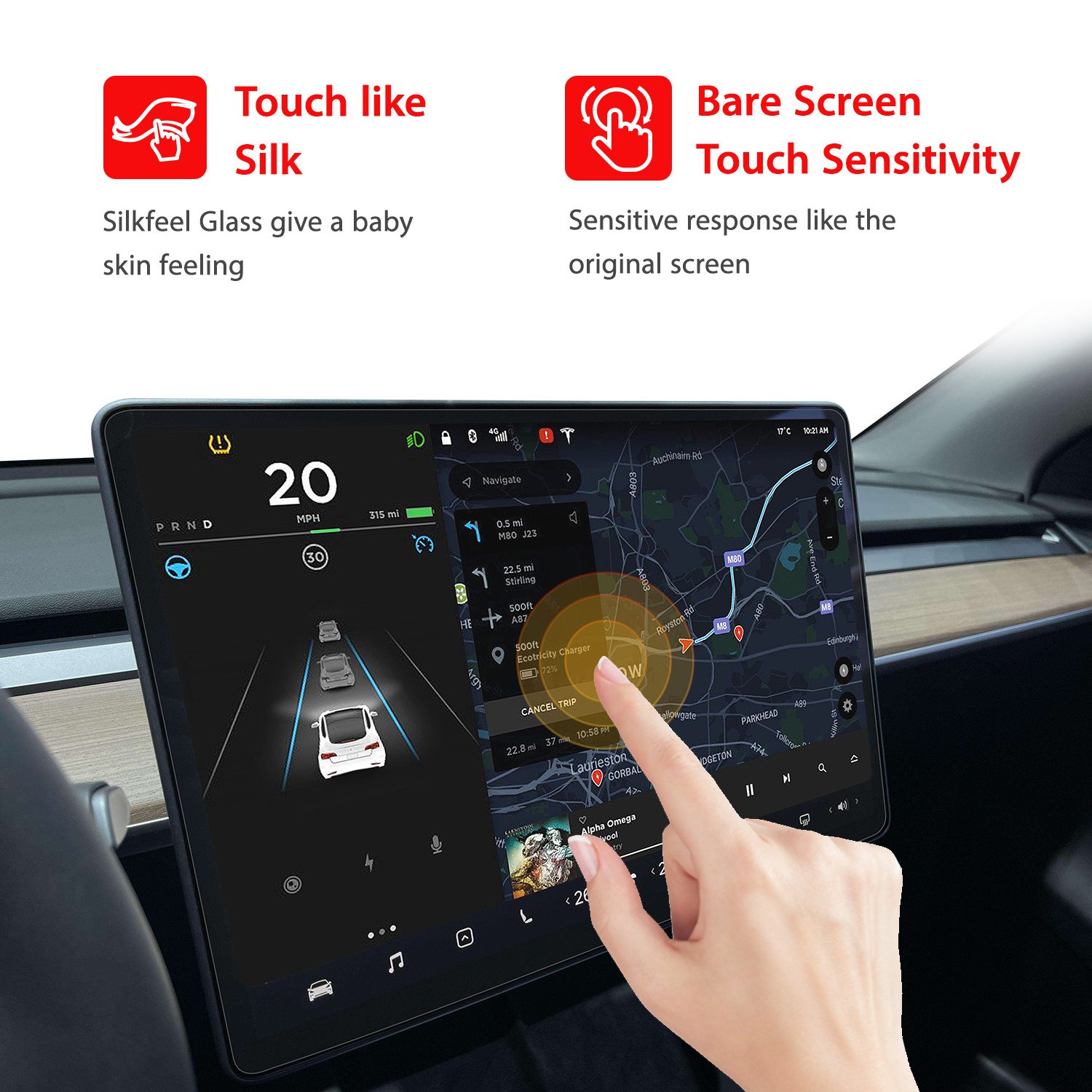 Amazon Hot Selling Easy Kit Apply AG  Matte Tempered Glass Touch Car Display Screen Protector For Tesla Model 3 Y with tool