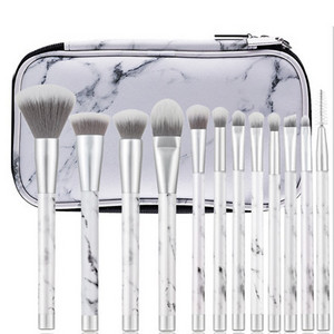 12/15pcs go pro high quality marble makeup brushes with marble PU bag hot sell private label make up brush set