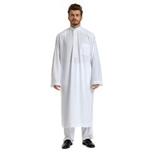 Khamis Arab Islamic Clothing Thobe Men Middle Eastern Abaya Muslim Islamic Clothing 2 Pcs Set Dubai Jubba Thobe