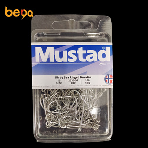 mustad 2330 10# Straight handle hook with loop large eye hook with barb