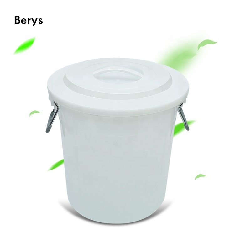 60 litre 15 gallon round white plastic food grade water buckets with lid