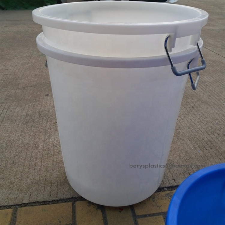 60 litre 15 gallon round white plastic food grade water buckets with lid