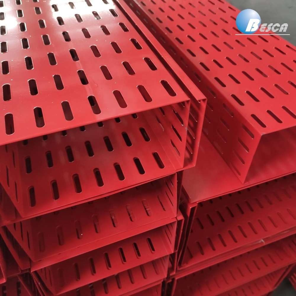 BESCA Colourful Galvanised Spray-plasticised Perforated Cable Tray Outdoor Heavy Duty Constructions Cable Trays