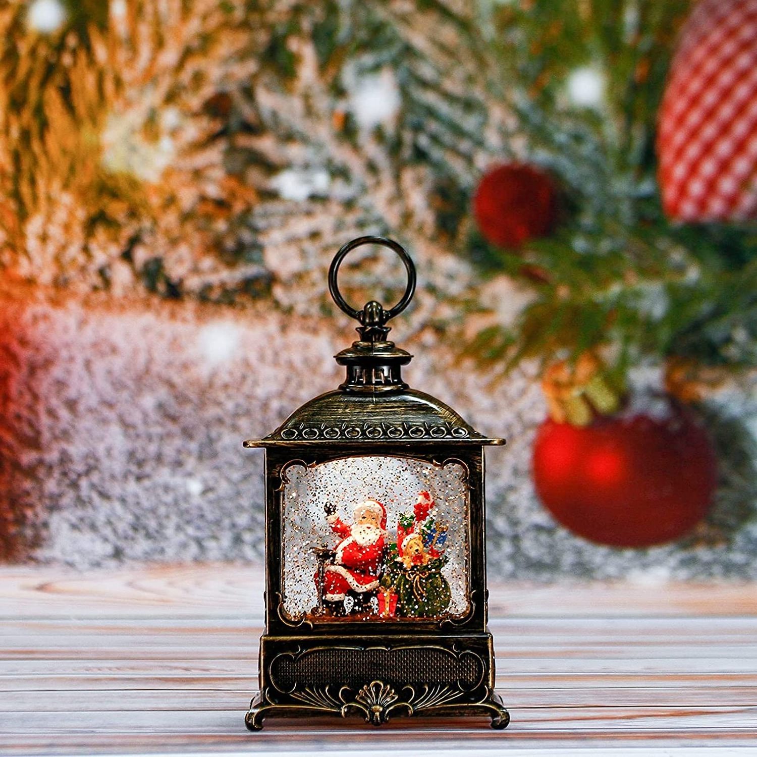 Christmas Timer Musical Glitters Swirling Snow Globe Lantern Snow Globe Lantern