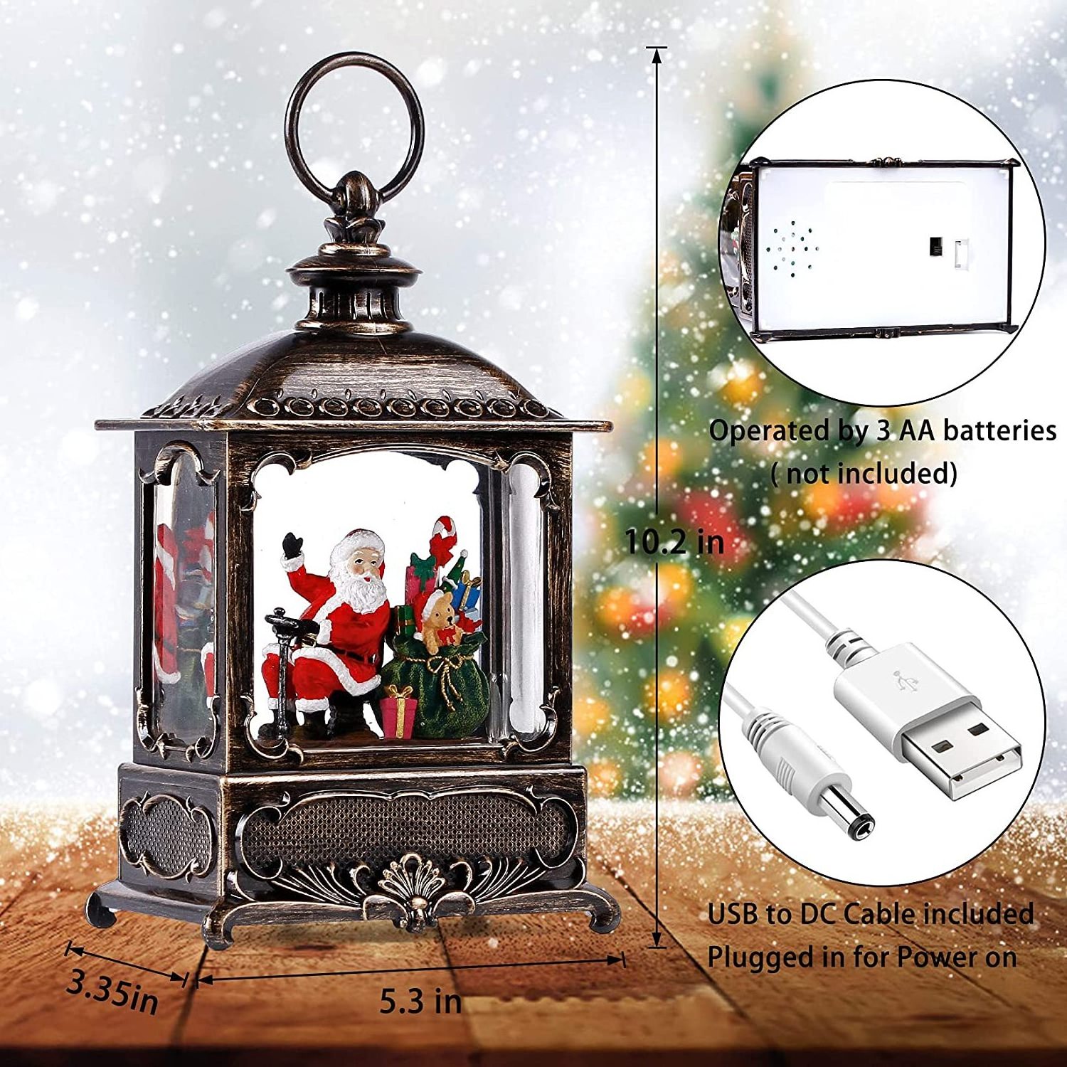 Christmas Timer Musical Glitters Swirling Snow Globe Lantern Snow Globe Lantern