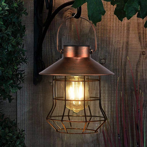 Outdoor Solar Lantern Light Hanging garden light-Vintage Solar Table Lamp with Warm White Bulb Design for Garden Decor