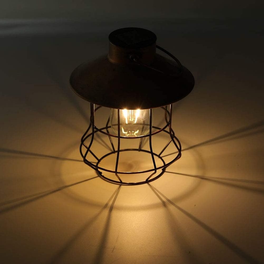 Outdoor Solar Lantern Light Hanging garden light-Vintage Solar Table Lamp with Warm White Bulb Design for Garden Decor