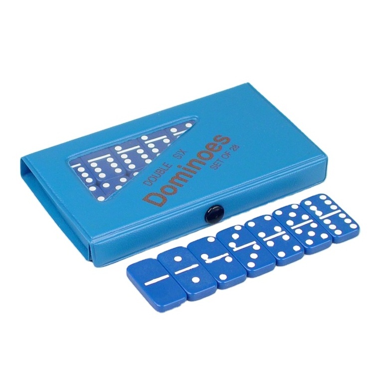 Custom Mini Double 6 Blue Domino Set