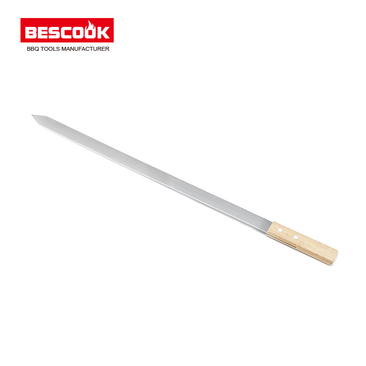 High Quality Stainless Steel Competitive Price BBQ Flat Skewer With Wooden Handle