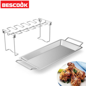 Chicken Wing Leg Rack grill barbecue Holder with Drip Pan for bbq Roaster churrasco Kitchen tools