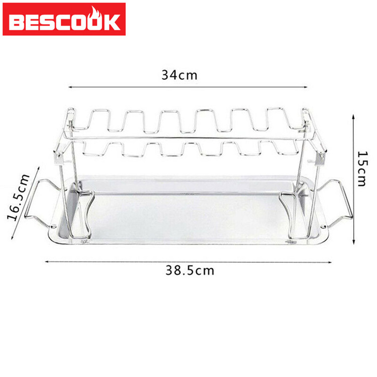 Chicken Wing Leg Rack grill barbecue Holder with Drip Pan for bbq Roaster churrasco Kitchen tools