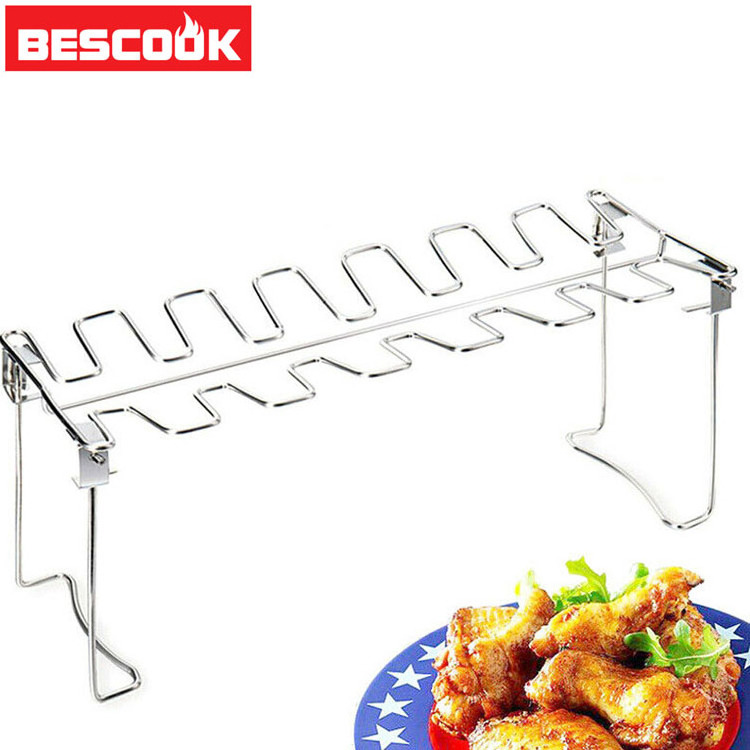 Chicken Wing Leg Rack grill barbecue Holder with Drip Pan for bbq Roaster churrasco Kitchen tools