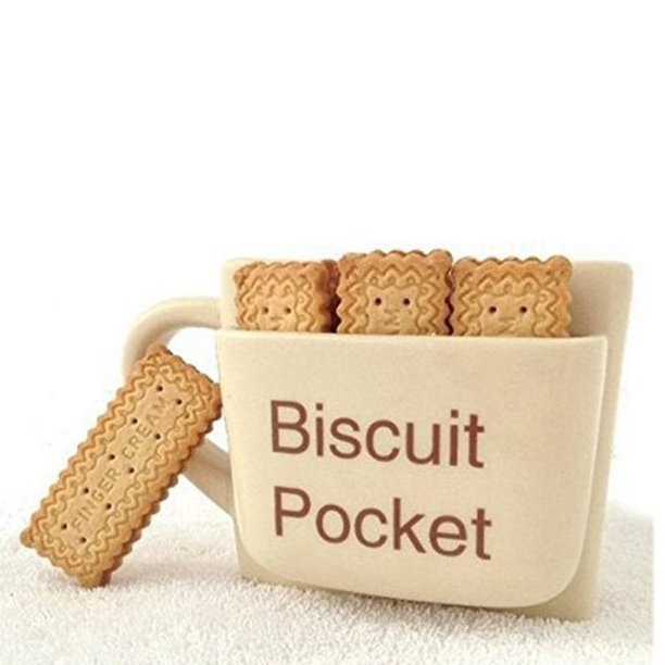 wholesale ceramic cookies mug with biscuit holder Dessert Pocket Funny Mug for Coffee Tea Cup Travel Coffee Cup