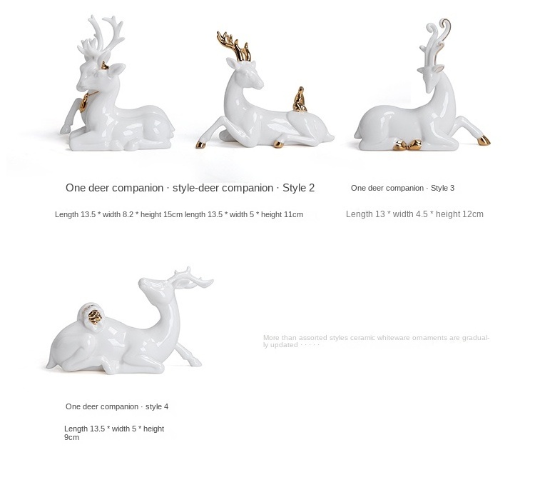 Christmas Reindeer Ceramic porcelain Statues Home Decor Figurines Sculptures Modern Decorations Center Table Living Room Unique