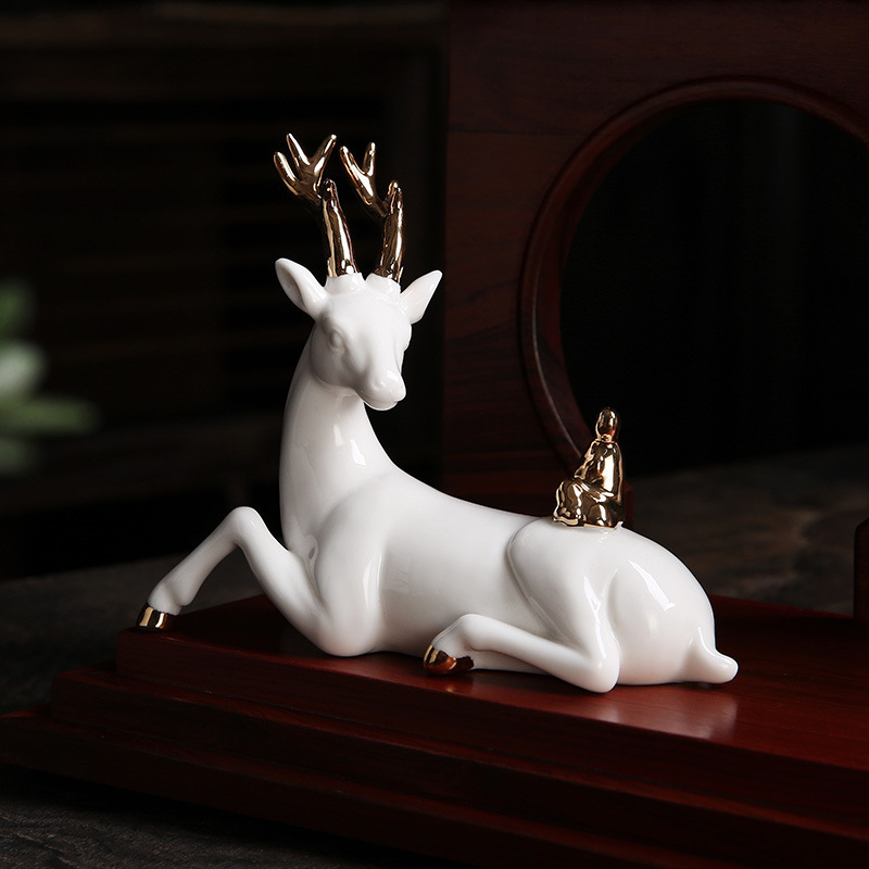 Christmas Reindeer Ceramic porcelain Statues Home Decor Figurines Sculptures Modern Decorations Center Table Living Room Unique