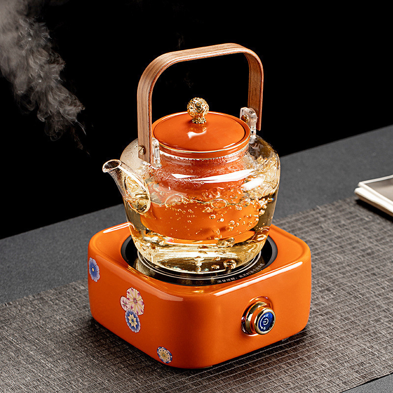 Luxury Glass Teapot ceramic electric tea kettle stove Tea maker set home office kettle