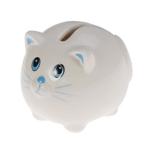 promotional piggy bank cat ceramic astronaut design white cute coin box money saving box for adults