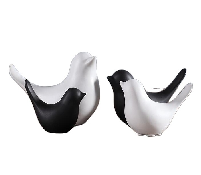 white and black bird figurine ceramic home decor fashion craft