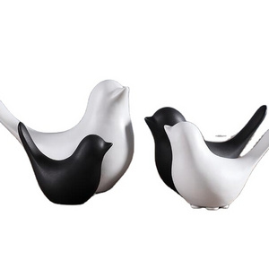 white and black bird figurine ceramic home decor fashion craft