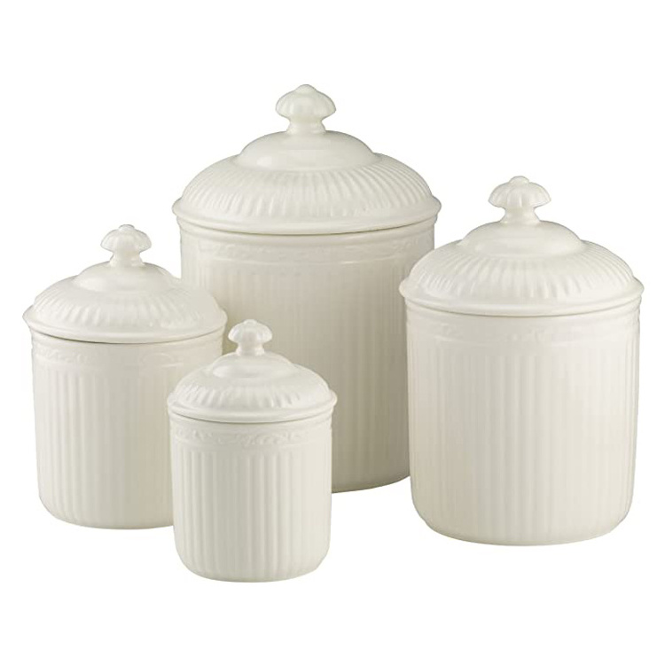 Storage Jar Storage Bottles & Jars Cover Custom Shape Cheap Cookie Food Ceramic with Lid White Giveaways Modern 3 in 1 Lid