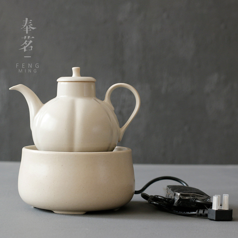 Pumpkin shape ceramic kettle Electric stove tea brewing pot kung fu tea set household water boiling kettle